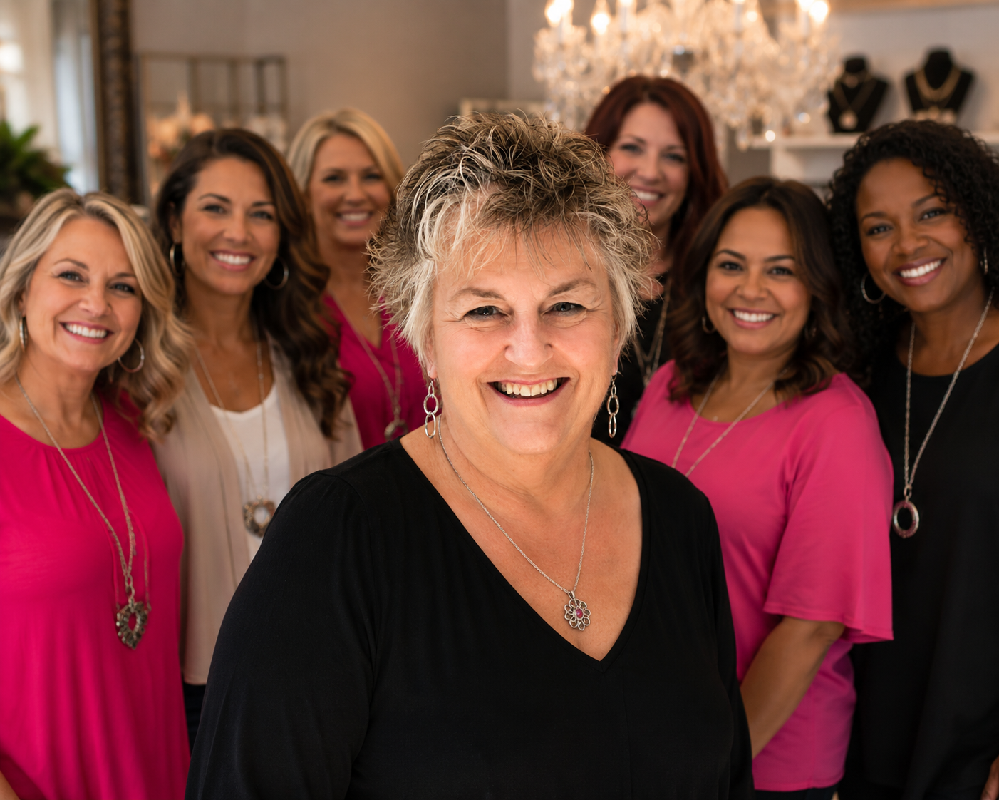Crystal leading her supportive team of confident women